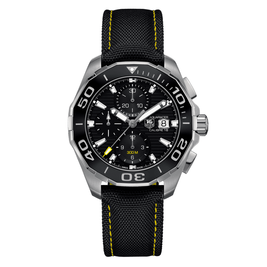Tag Heuer Aquaracer Automatic Chronograph Black Dial Black Nylon Strap Watch for Men - CAY211A.FC6361