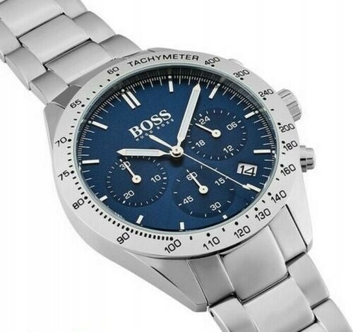 Hugo Boss Talent Blue Dial Silver Steel Strap Watch for Men - 1513582