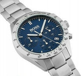 Hugo Boss Talent Blue Dial Silver Steel Strap Watch for Men - 1513582