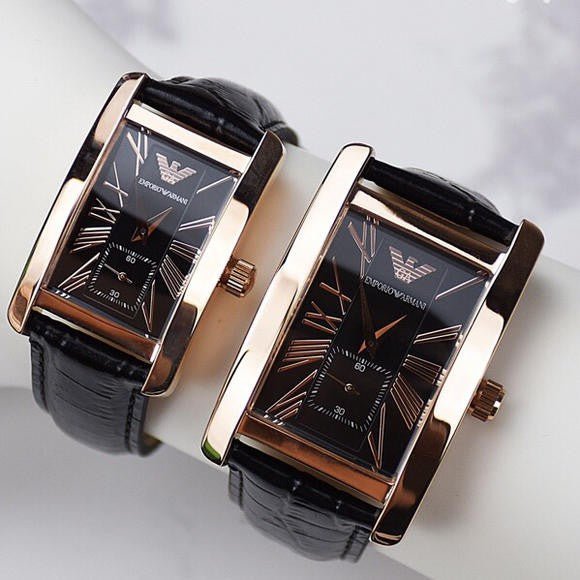 Emporio Armani Classic Black Dial Black Leather Strap Watch For Men - AR0168