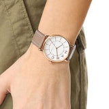 Marc Jacobs Roxy White Dial Cement Brown Leather Strap Watch for Women - MJ1533