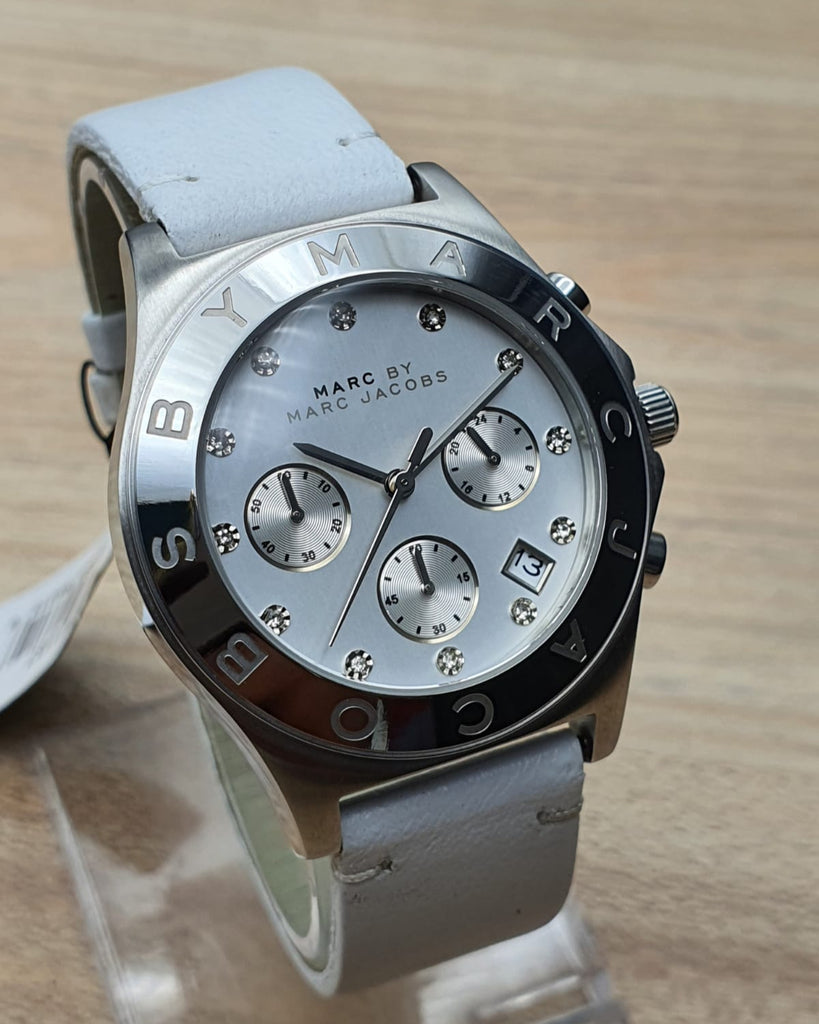 Marc Jacobs Blade White Dial White Leather Strap Watch for Women - MBM1187