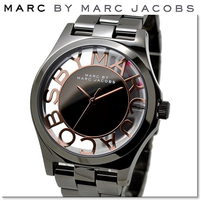 Marc Jacobs Henry Skeleton Black Dial Black Steel Strap Watch for Women - MBM3254