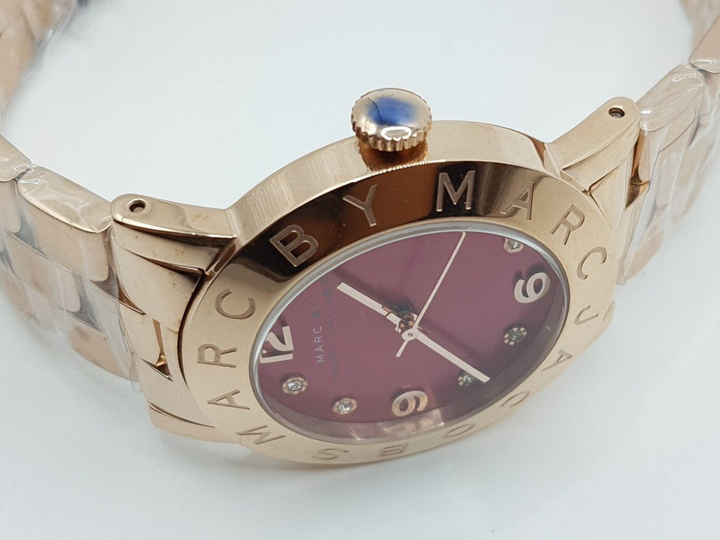 Marc Jacobs Amy Purple Dial Rose Gold Steel Strap Watch for Women - MBM8618