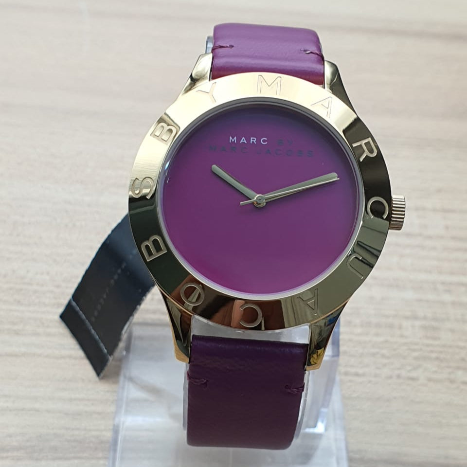 Marc Jacobs Blade Purple Dial Purple Leather Strap Watch for Women - MBM1203