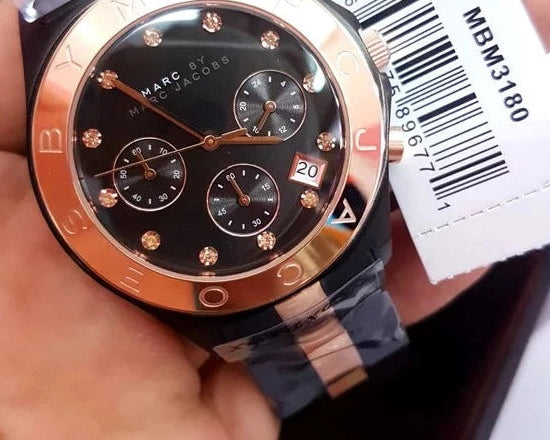 Marc Jacobs Blade Chronograph Grey Dial Two Tone Steel Strap Watch for Women - MBM8583