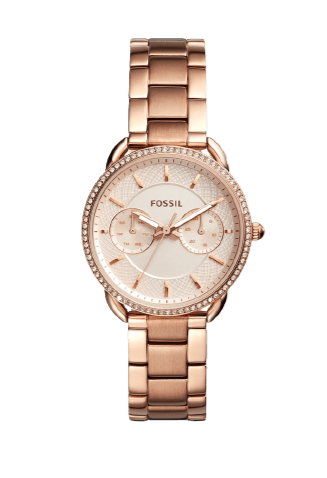 Fossil Tailor Rose Gold Dial Rose Gold Steel Strap Watch for Women - ES4264