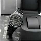 Emporio Armani Classic Chronograph Black Dial Black Steel Strap Watch For Men - AR2453