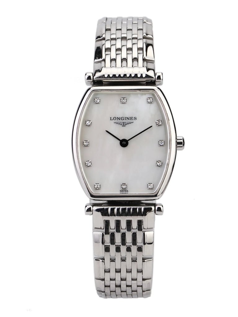 Longines La Grande Classique de Longines Tonneau White Dial Silver Steel Strap Watch for Women - L4.205.4.87.6