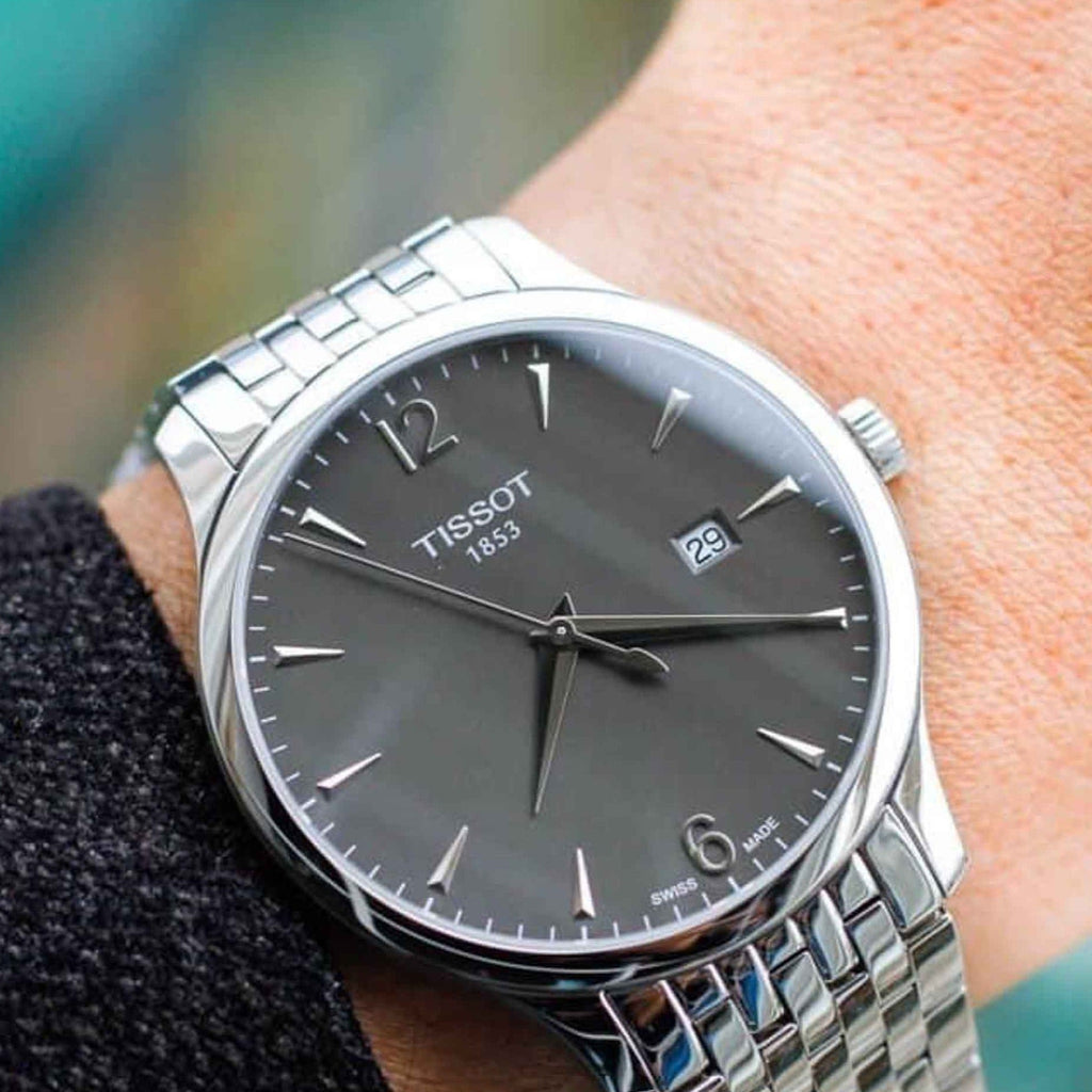 Tissot T Classic Tradition Grey Dial Silver Steel Strap Watch For Men - T063.610.11.067.00