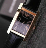 Emporio Armani Classic Black Dial Black Leather Strap Watch For Men - AR0168