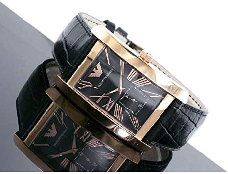 Emporio Armani Classic Black Dial Black Leather Strap Watch For Men - AR0168