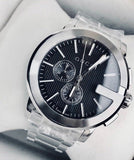 Gucci G Chrono Black Dial Silver Steel Strap Watch For Men - YA101204