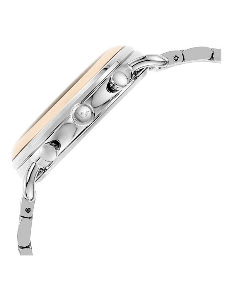 Emporio Armani Aviator Chronograph Beige Dial Silver Steel Strap Watch For Men - AR11239