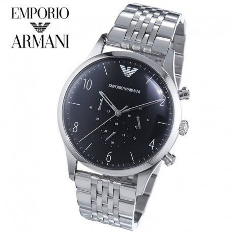 Emporio Armani Beta Chronograph Black Dial Steel Strap Watch For Men - AR1863