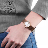 Gucci G Interlocking Mother of Pearl Dial Rose Gold Steel Strap Watch For Women - YA133515