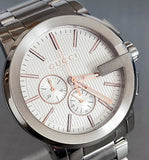 Gucci G Chrono Chronograph Silver Dial Silver Steel Strap Watch For Men - YA101201