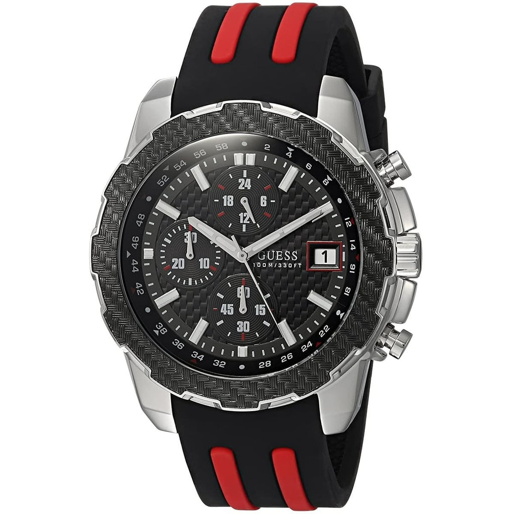 Guess Octane Chronograph Black Dial Two Tone Silicone Strap Watch For Men - W1047G1