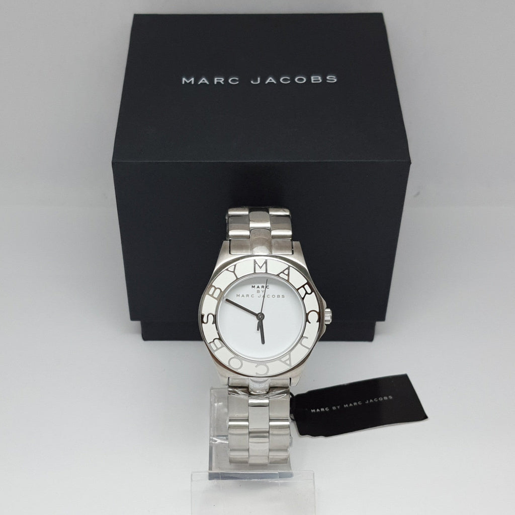 Marc Jacobs Blade White Dial Silver Steel Strap Watch for Women - MBM3048