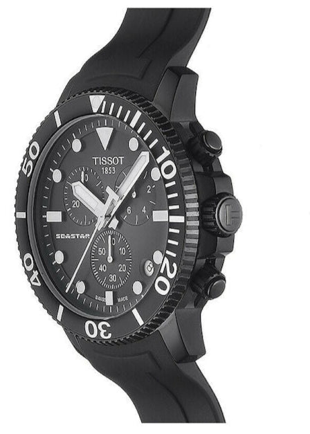 Tissot Seastar 1000 Chronograph Black Dial Black Rubber Strap Watch For Men - T120.417.37.051.02