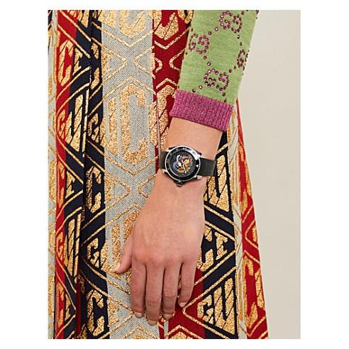 Gucci Dive Tiger Black Dial Black Rubber Strap Watch For Men - YA136318