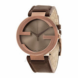 Gucci Interlocking Iconic Brown Dial Brown Leather Strap Watch For Women - YA133207