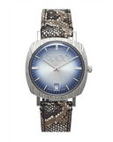 Gucci Grip Vintage Blue Dial Snakeskin Brown Leather Strap Watch for Women - YA152401