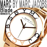 Marc Jacobs Blade White Dial Gold Steel Strap Watch for Women - MBM3075