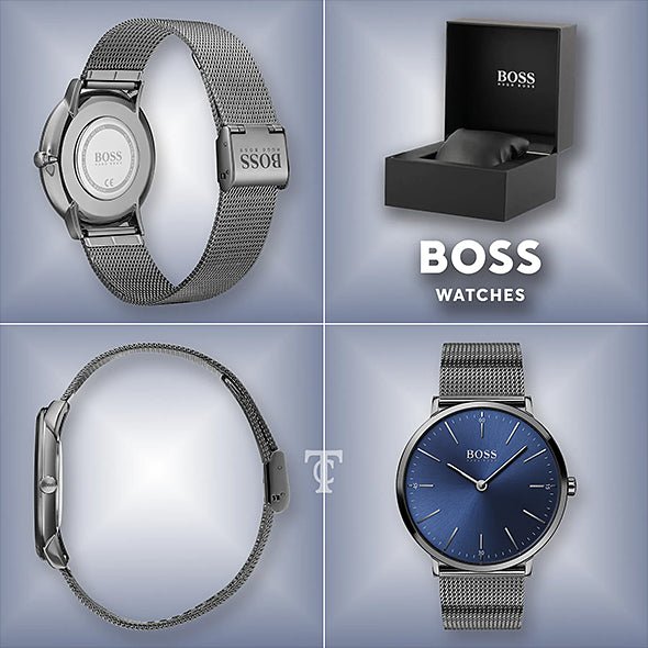 Hugo Boss Horizon Blue Dial Black Mesh Bracelet Watch for Men - 1513734