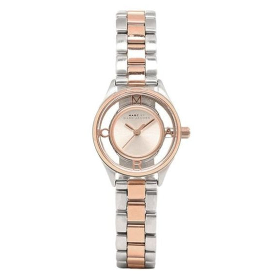 Marc Jacobs Tether Transparent White Dial Two Tone Steel Strap Watch for Women - MBM3418