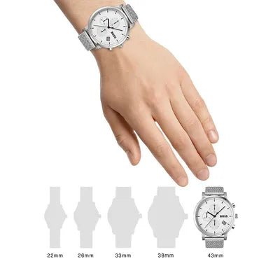 Hugo Boss Skymaster White Dial Silver Mesh Bracelet Watch for Men - 1513933