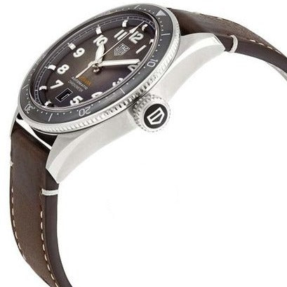 Tag Heuer Autavia Automatic Grey Dial Brown Leather Strap Watch for Men - WBE5114.FC8266