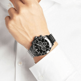 Hugo Boss Ikon Black Dial Silver Steel Strap Watch for Men - 1512965