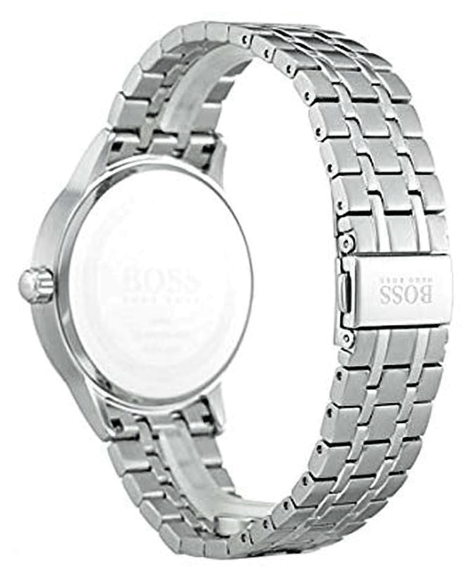 Hugo Boss Officer Black Dial Silver Steel Strap Watch for Men - 1513614