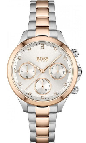 Hugo Boss Hera White Dial Two Tone Steel Strap Watch for Women - 1502564