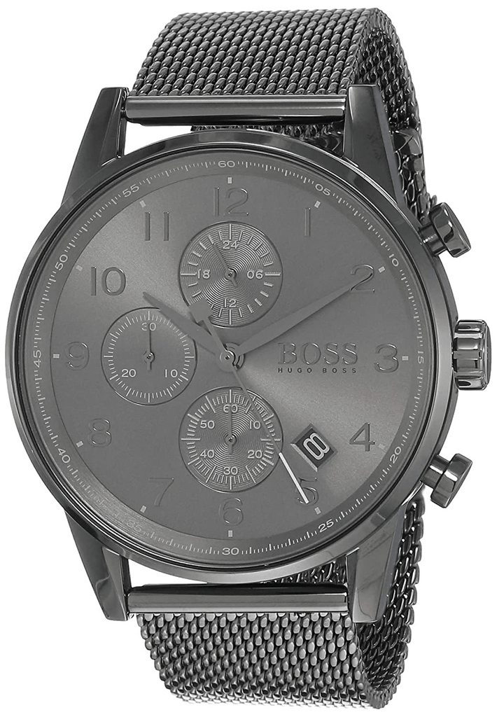 Hugo Boss Navigator Grey Dial Grey Mesh Bracelet Watch for Men - 1513674