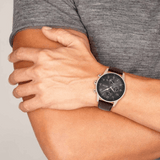 Hugo Boss Navigator Grey Dial Brown Leather Strap Watch for Men - 1513496