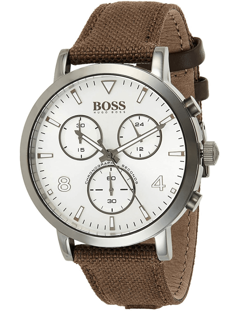 Hugo Boss Spirit White Dial Brown Nylon Strap Watch for Men - 1513690