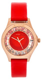 Marc Jacobs Henry Skeleton Red Dial Red Leather Strap Watch for Women - MBM1338