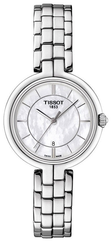 Tissot T Lady Flamingo Mother of Pearl White Dial Silver Steel Strap Watch For Women - T094.210.11.111.00