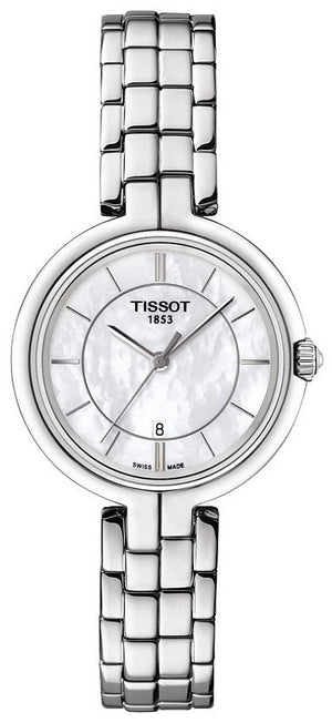 Tissot T Lady Flamingo Mother of Pearl White Dial Silver Steel Strap Watch For Women - T094.210.11.111.00