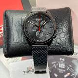 Tissot T Classic PR 100 Chronograph Black Dial Black Mesh Bracelet Watch For Men - T101.417.33.051.00