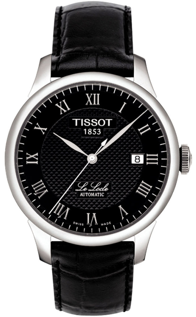 Tissot T Classic Le Locle Automatic Black Dial Black Leather Strap Watch For Men - T41.1.423.53