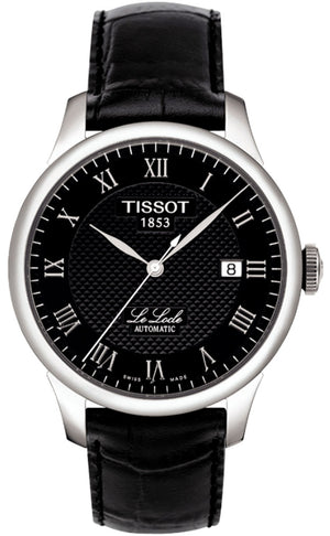 Tissot T Classic Le Locle Automatic Black Dial Black Leather Strap Watch For Men - T41.1.423.53