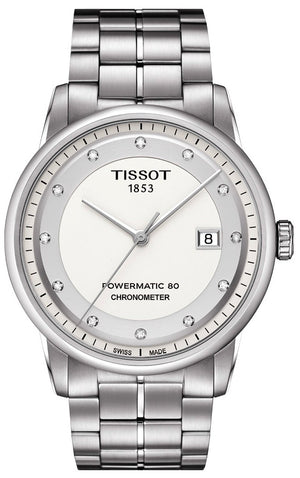 Tissot T Classic Luxury Powermatic 80 White Dial Silver Steel Strap Watch For Men - T086.408.11.016.00