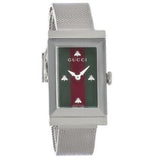 Gucci G Frame Red and Green Dial Silver Mesh Bracelet Watch For Women - YA147401