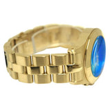 Marc Jacobs Blade Chronograph Blue Dial Gold Steel Strap Watch for Women - MBM3307