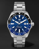 Tag Heuer Aquaracer GMT Calibre 6 Automatic Blue Dial Silver Steel Strap Watch for Men - WAY201T.BA0927