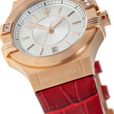 Maserati Potenza Silver Dial Red Leather Strap Watch For Women - R8851108501