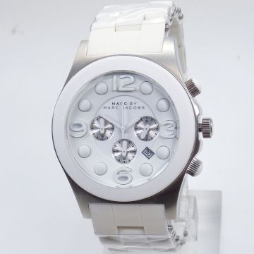Marc Jacobs Pelly White Dial White SIlicone Strap Watch for Women - MBM2525